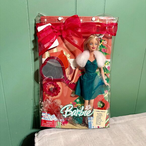 Vtg 2005 Barbie Doll Happy Holiday Wishes Gift Set Christmas Mattel NRFB G8540 - Picture 1 of 7